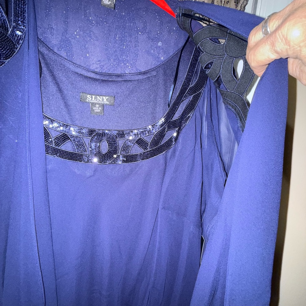 SLNY Navy Midi Dress with Jacket - Picture 8 of 9